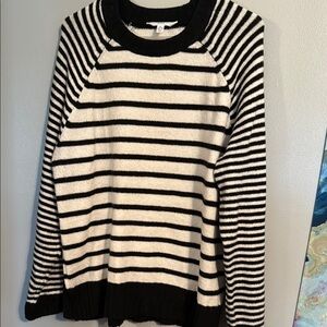 Black and White Crew Neck Striped Sweater